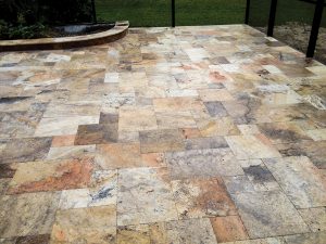 Autumn French Pattern Pavers Installed Outdoors